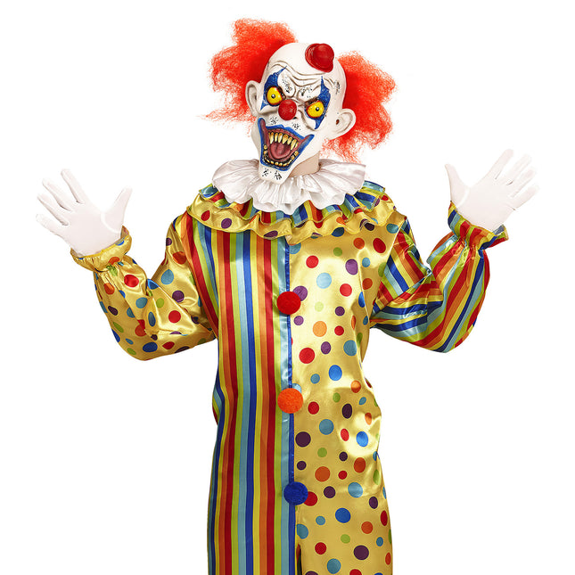 Halloweenowa maska klauna z włosami i czapką