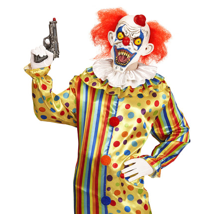Halloweenowa maska klauna z włosami i czapką