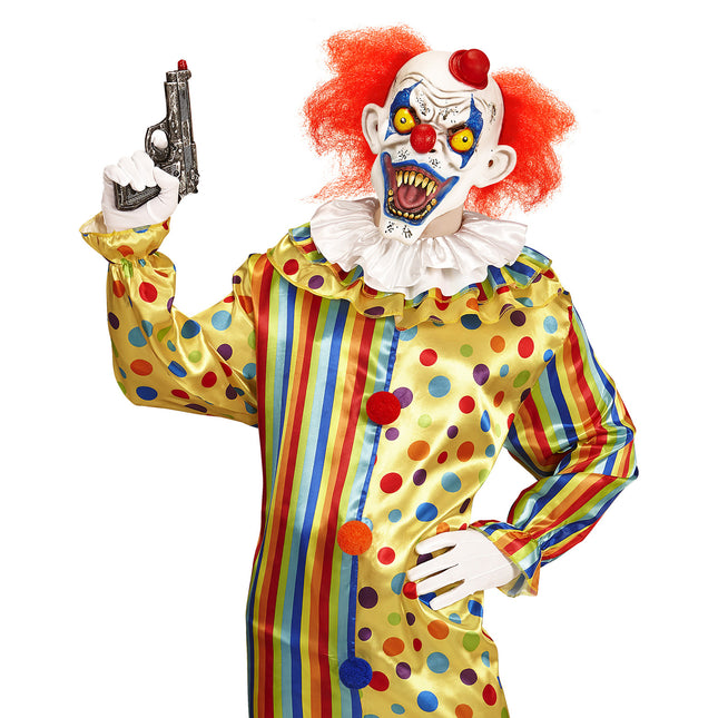Halloweenowa maska klauna z włosami i czapką