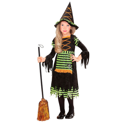 Sukienka na Halloween Czarna Zielona Dziewczyna Czarownica