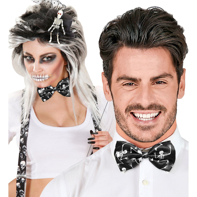 Szkielet z kokardą na Halloween