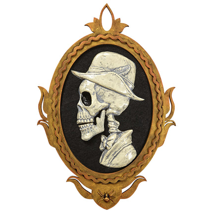 Halloweenowa dekoracja ścienna Szkielet z ruchem, światłem i dźwiękiem 48 cm