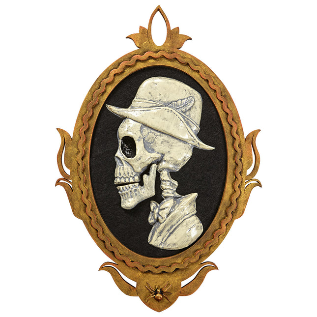 Halloweenowa dekoracja ścienna Szkielet z ruchem, światłem i dźwiękiem 48 cm