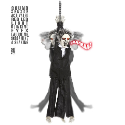 Halloweenowa lalka potwór z dźwiękiem, światłem i ruchem 80 cm
