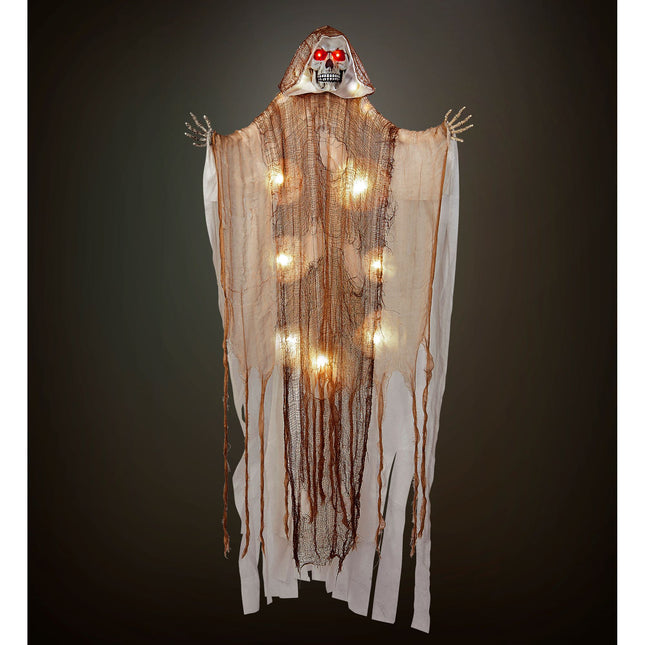Halloweenowa lalka żniwiarz ze światłem