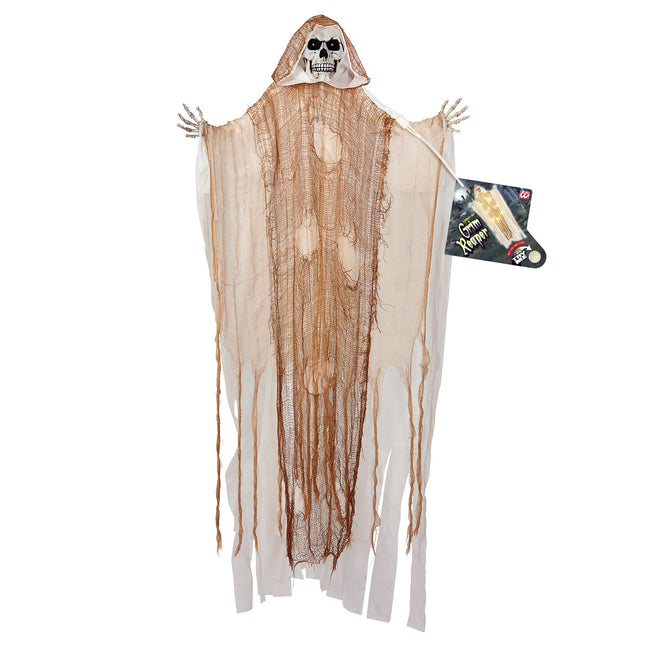 Halloweenowa lalka żniwiarz ze światłem