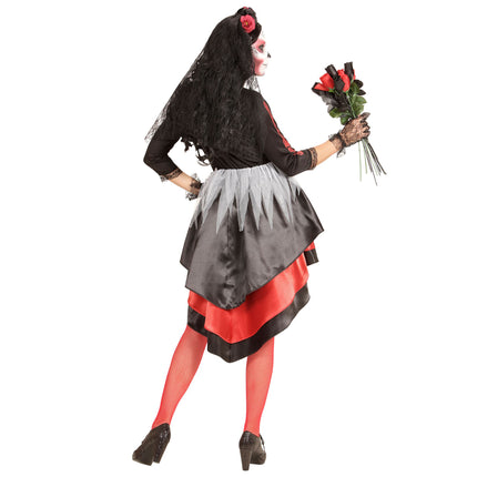 Sukienka Dia De Los Muertos czerwono czarna damska