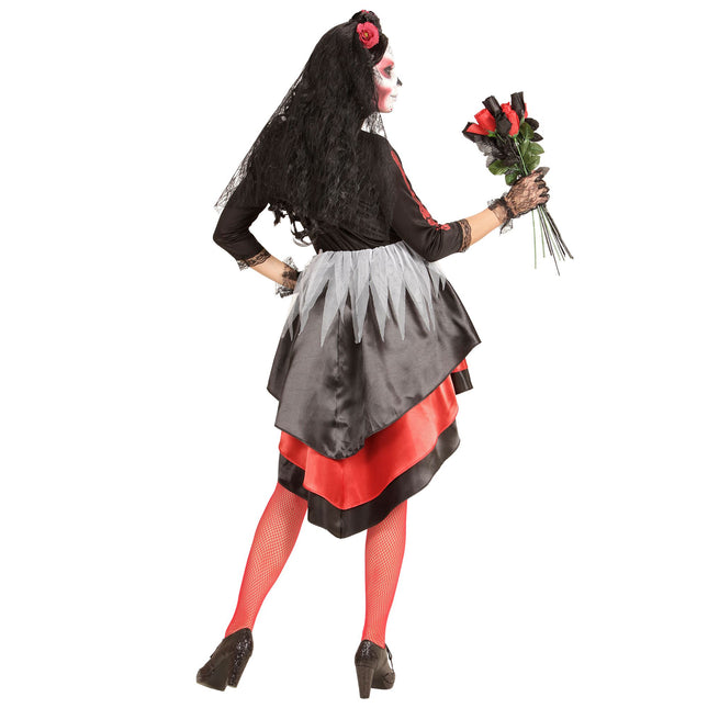 Sukienka Dia De Los Muertos czerwono czarna damska