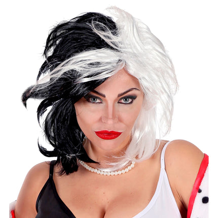 Biało czarna peruka Cruella