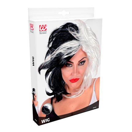 Biało czarna peruka Cruella