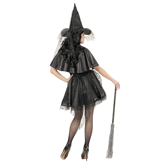 Sukienka na Halloween Czarna damska tiulowa czarownica 3-częściowa
