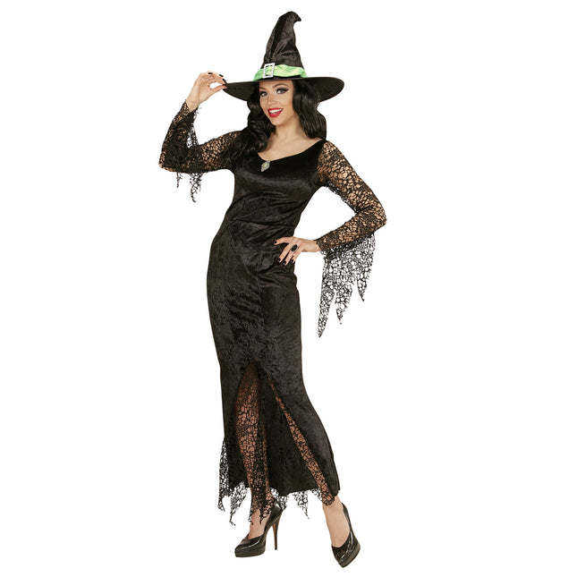 Sukienka na Halloween Czarna Damska Koronka Czarownica