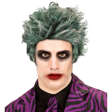 Peruka na Halloween Zielony Zombie