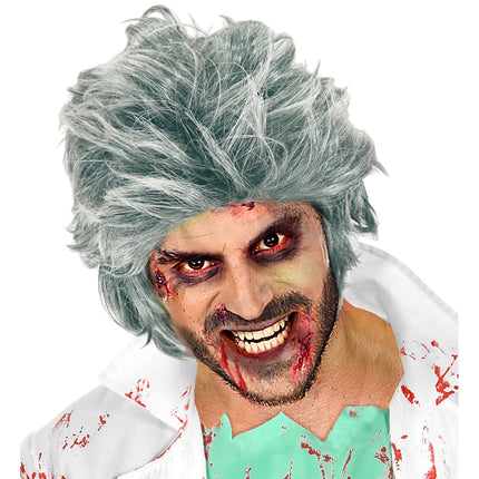 Peruka na Halloween Srebrny Zombie