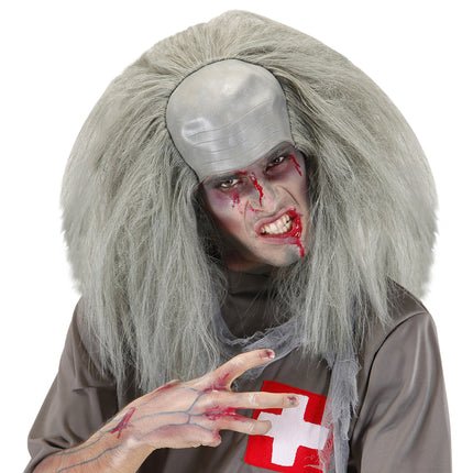 Peruka na Halloween Grey Zombie Bald