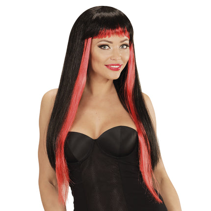 Peruka na Halloween Czarny Czerwony Gotyk