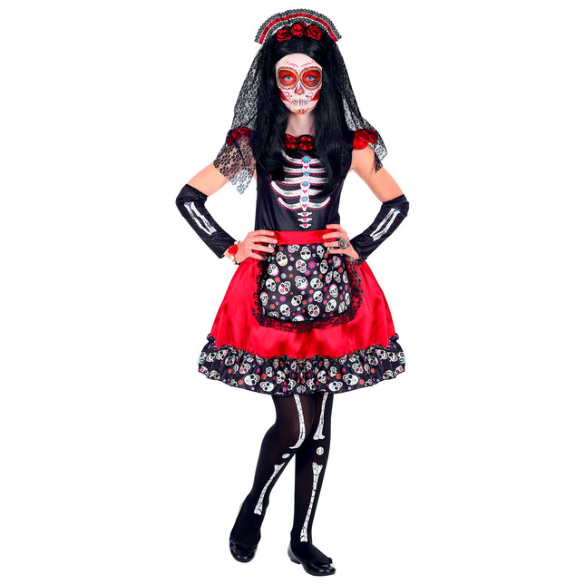 Sukienka Dia De Los Muertos Black Red Girl