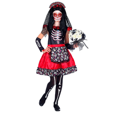 Sukienka Dia De Los Muertos Black Red Girl