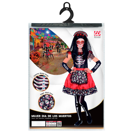 Sukienka Dia De Los Muertos Black Red Girl