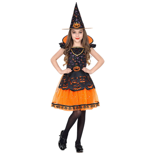 Kostium na Halloween Czarno-pomarańczowa Dziewczyna Czarownica