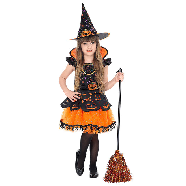 Kostium na Halloween Czarno-pomarańczowa Dziewczyna Czarownica