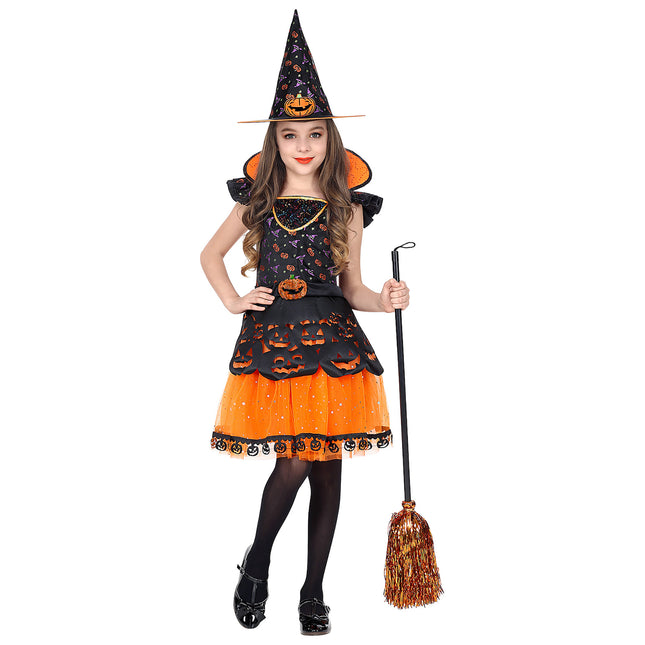 Kostium na Halloween Czarno-pomarańczowa Dziewczyna Czarownica