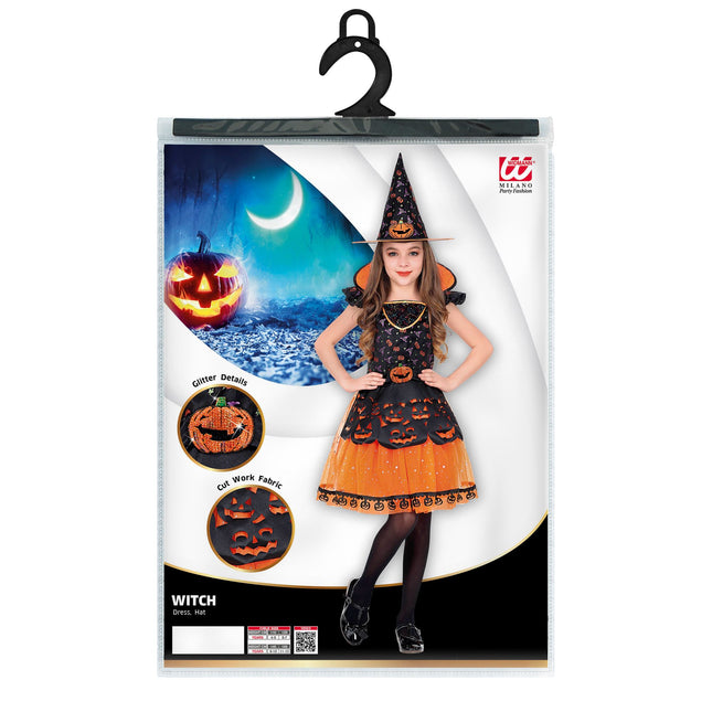 Kostium na Halloween Czarno-pomarańczowa Dziewczyna Czarownica