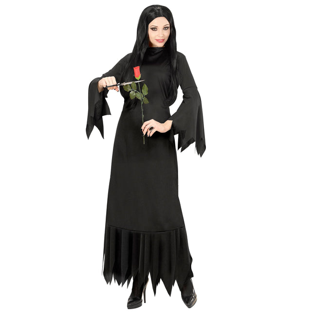 Czarna sukienka damska na Halloween Mortisia Long