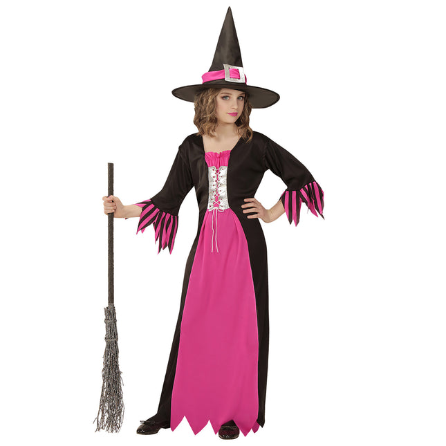 Sukienka na Halloween Czarna Różowa Dziewczyna Czarownica