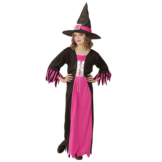 Sukienka na Halloween Czarna Różowa Dziewczyna Czarownica
