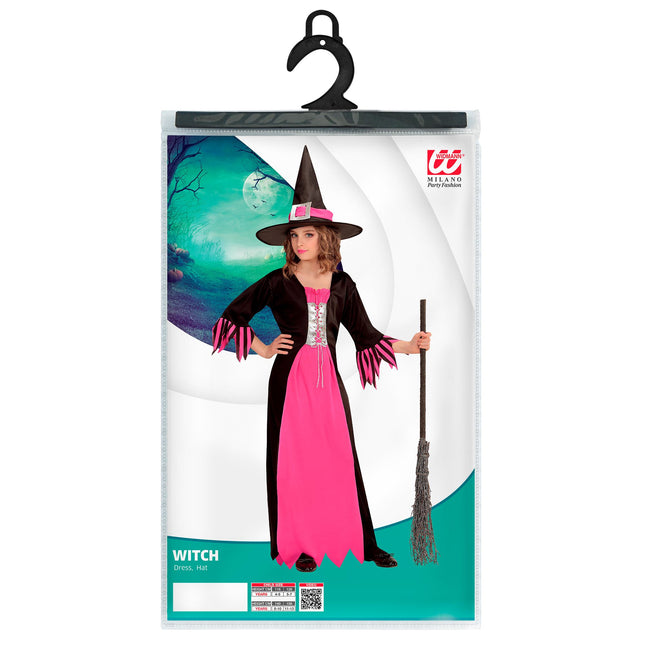 Sukienka na Halloween Czarna Różowa Dziewczyna Czarownica
