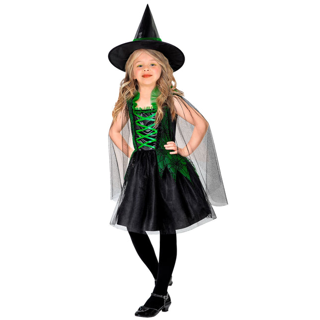 Sukienka na Halloween Czarna Zielona Dziewczyna Czarownica 2-częściowa
