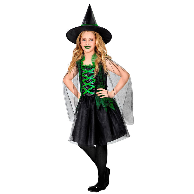 Sukienka na Halloween Czarna Zielona Dziewczyna Czarownica 2-częściowa