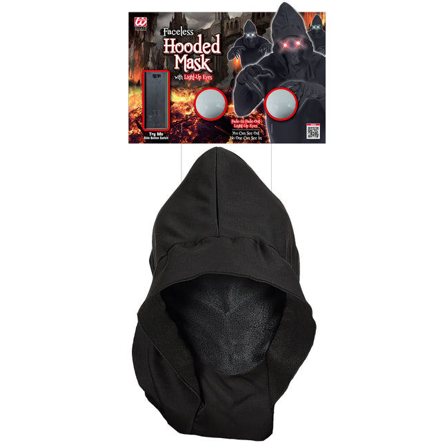 Maska na Halloween czarna z czerwonym światłem