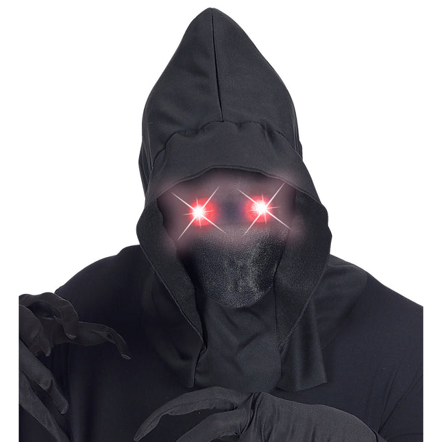 Maska na Halloween czarna z czerwonym światłem