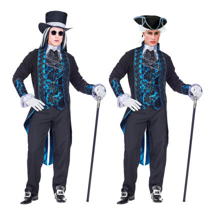 Kostium na Halloween Czarny niebieski męski wampir
