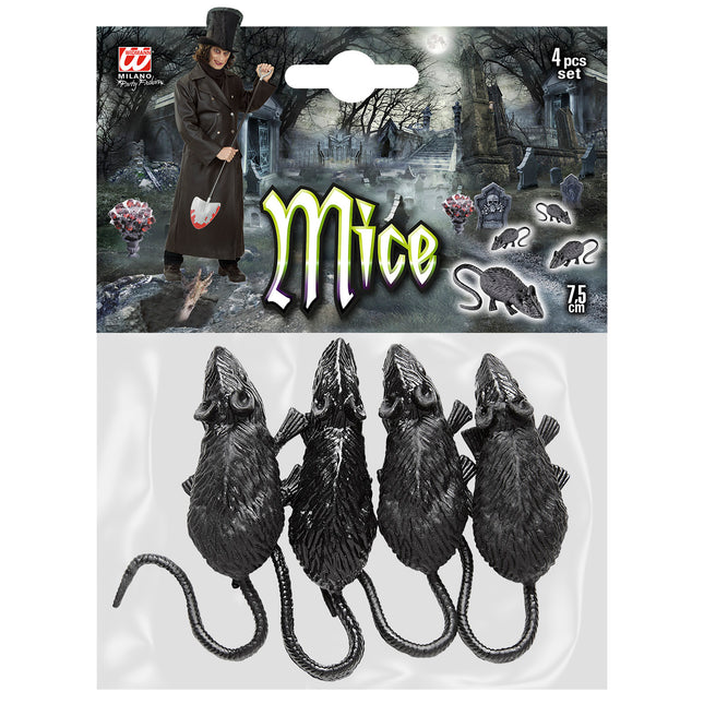 Halloweenowa sztuczna mysz 9cm 4szt