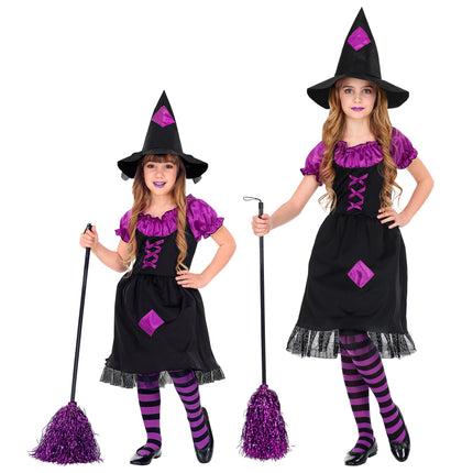 Kostium na Halloween Czarna fioletowa dziewczyna czarownica
