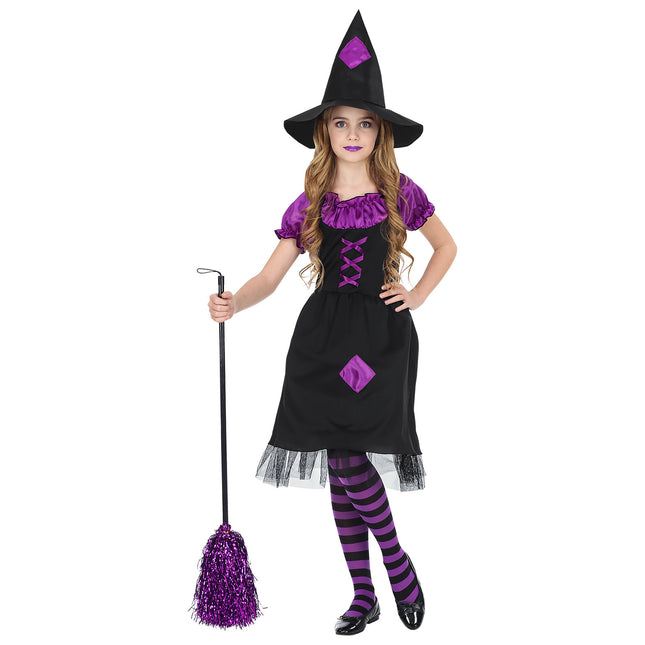 Kostium na Halloween Czarna fioletowa dziewczyna czarownica