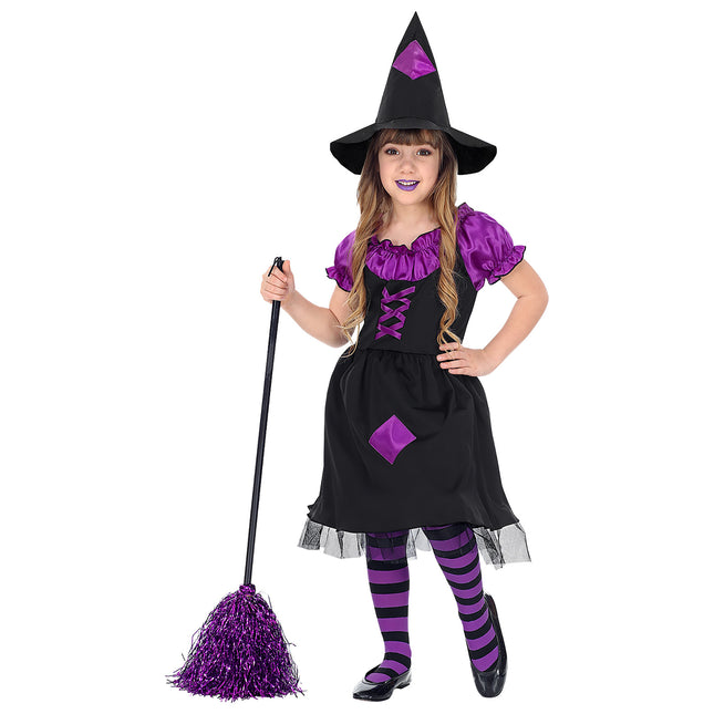 Kostium na Halloween Czarna fioletowa dziewczyna czarownica