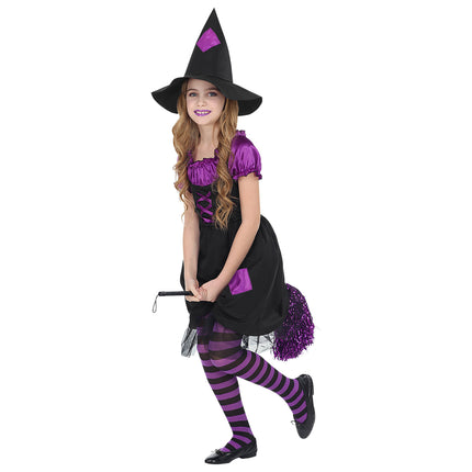 Kostium na Halloween Czarna fioletowa dziewczyna czarownica