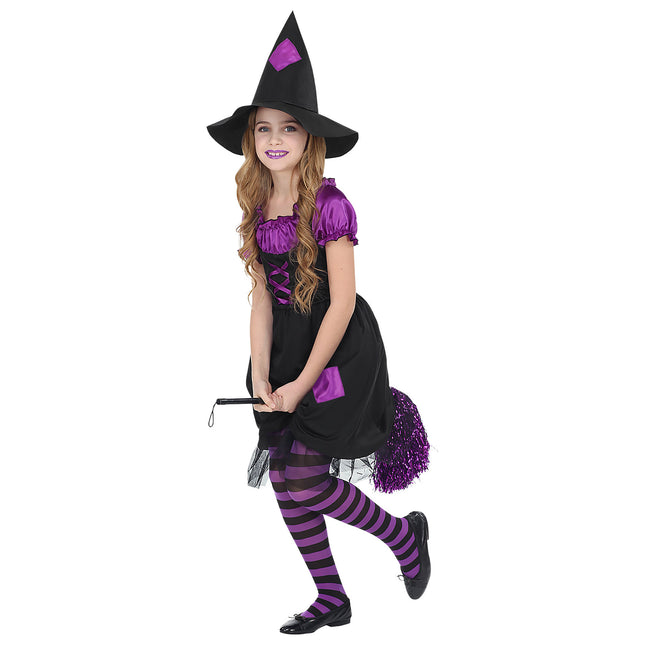 Kostium na Halloween Czarna fioletowa dziewczyna czarownica