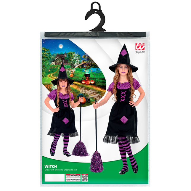 Kostium na Halloween Czarna fioletowa dziewczyna czarownica