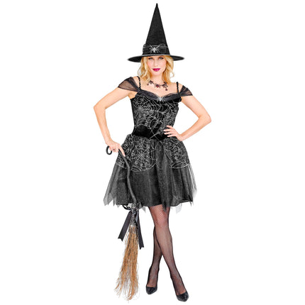 Kostium na Halloween Czarna damska czarownica 2-częściowy
