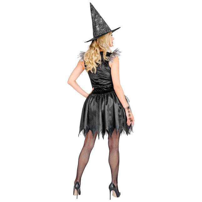 Kostium na Halloween Czarna srebrna damska czarownica