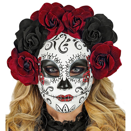 Maska Dia De Los Muertos z różami