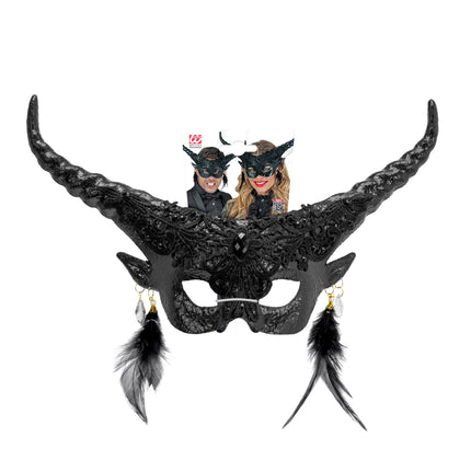 Halloweenowa maska na oczy Czarny Diabeł