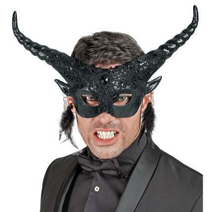 Halloweenowa maska na oczy Czarny Diabeł