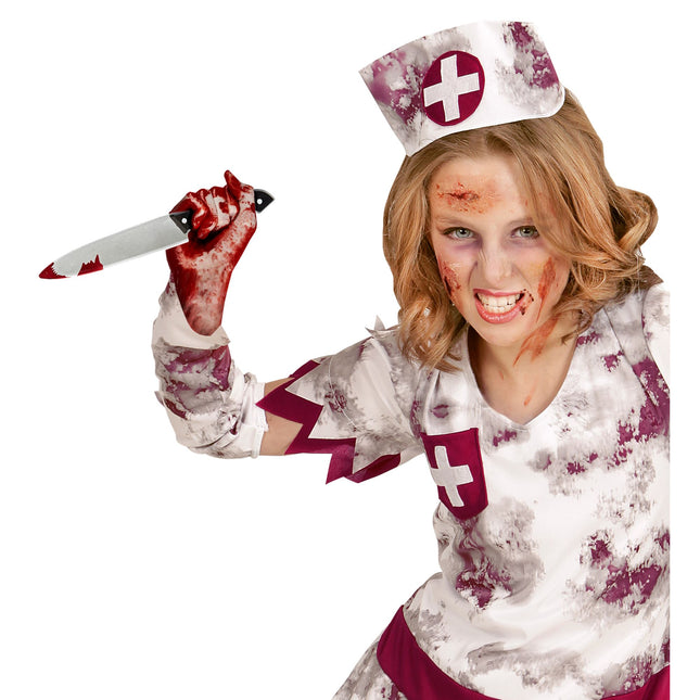 Fałszywy nóż na Halloween Krwawy 30 cm