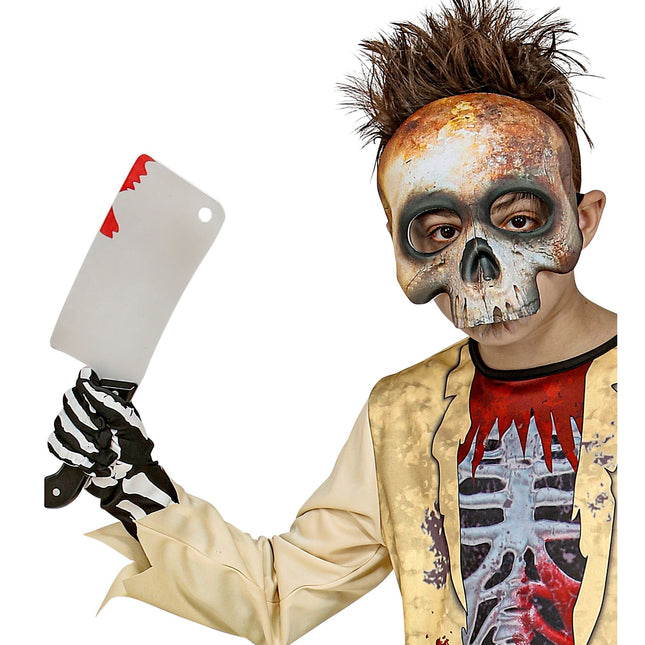 Fałszywy nóż na Halloween Krew 30 cm